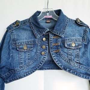 •Lola short blue denim bolero jacket ✔Large